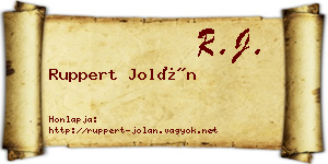 Ruppert Jolán névjegykártya