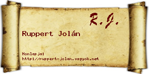 Ruppert Jolán névjegykártya